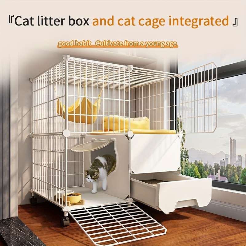 1pc 2-row external litter box Pet Cage