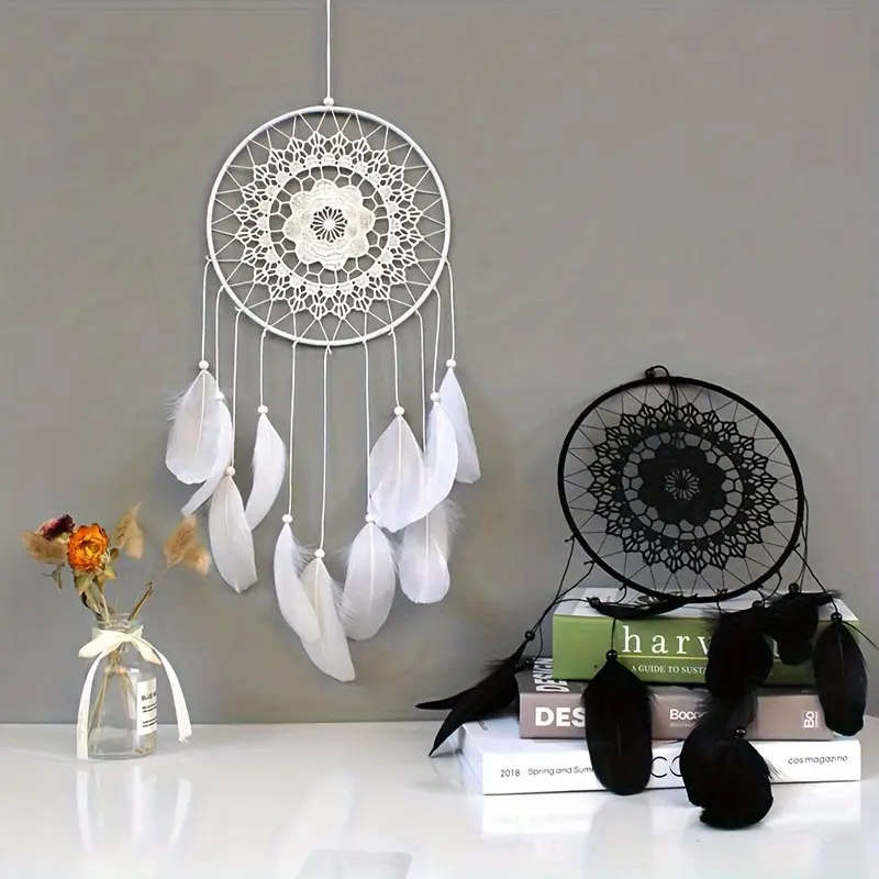 1pc Contemporary Dream Catcher Wall Hanging Metal Fairy Tale Themed Decor with Artificial Feathers N
