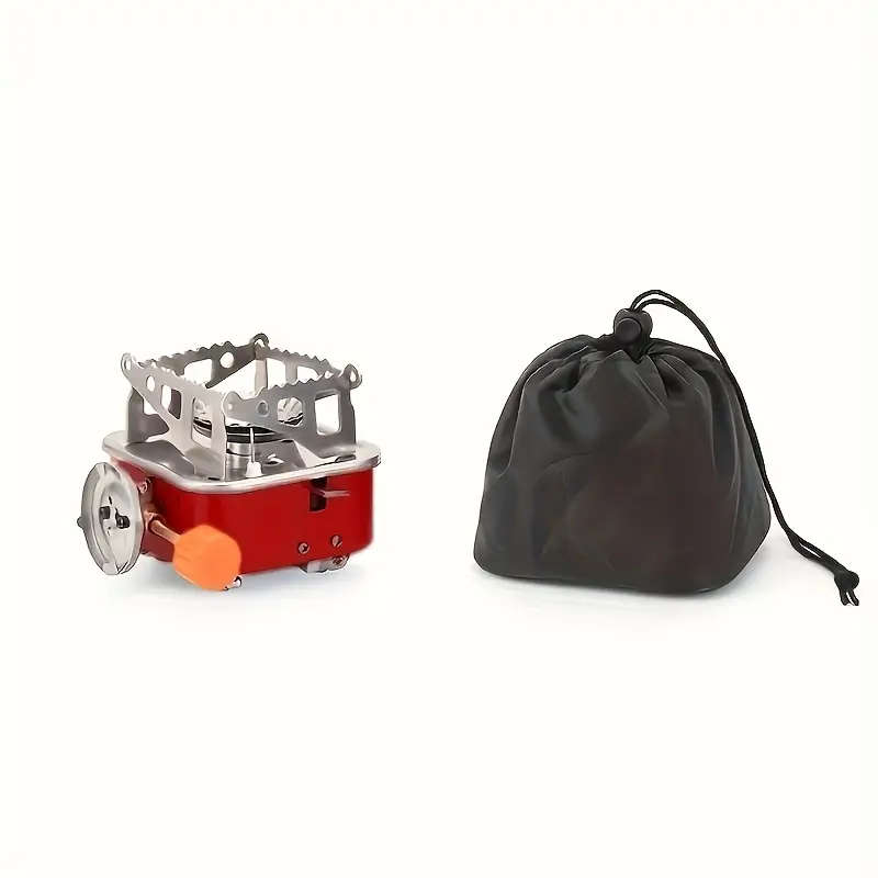 1pc Portable Stainless Steel Camping Gas Stove with Electric Ignition Windproof Sturdy Support
