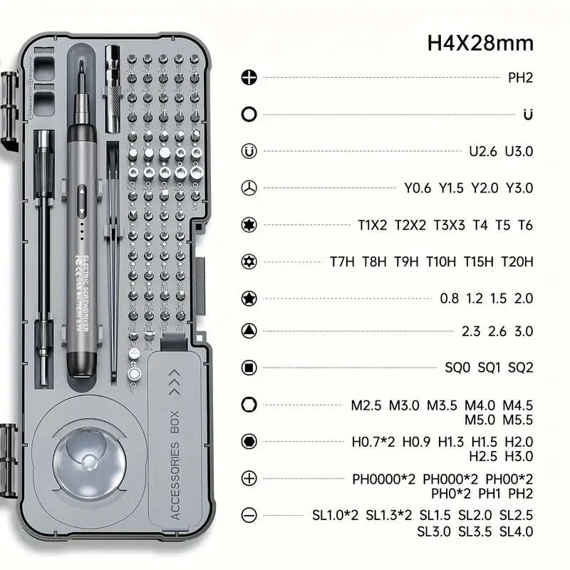 68in1 Cordless Electric Screwdriver Set with 65 Magnetic Precision Bits USB Powered Rechargeable