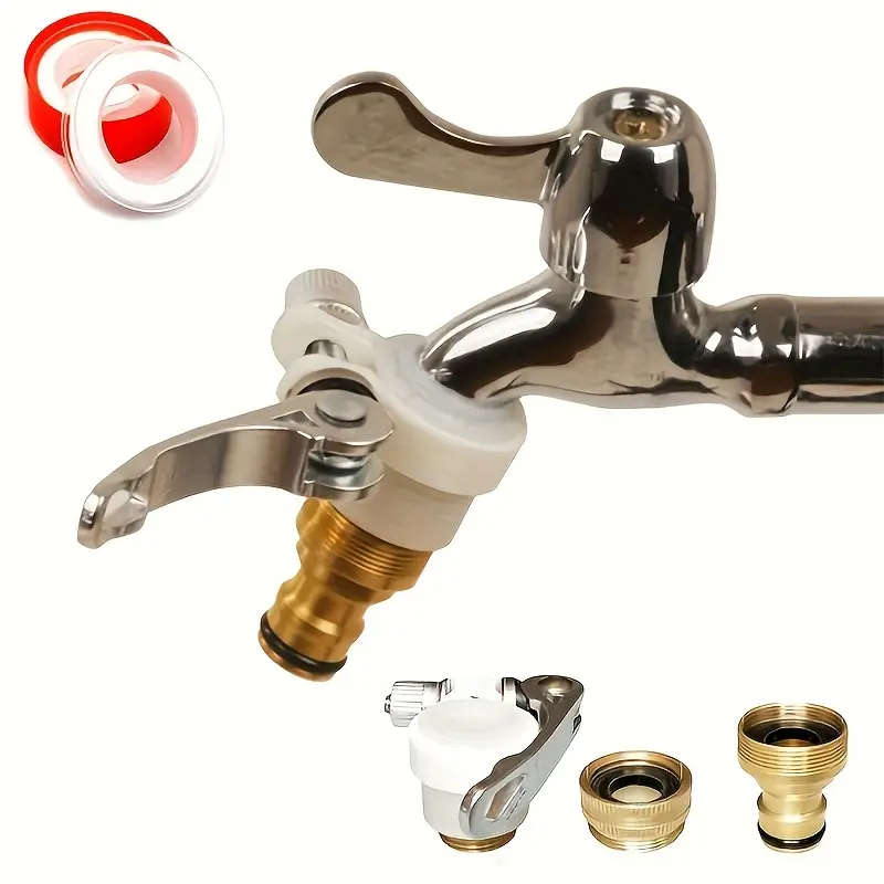 1pc Universal Copper Three-in-One Water Pipe Quick Connect Fittings Faucet Universal Connector Set W