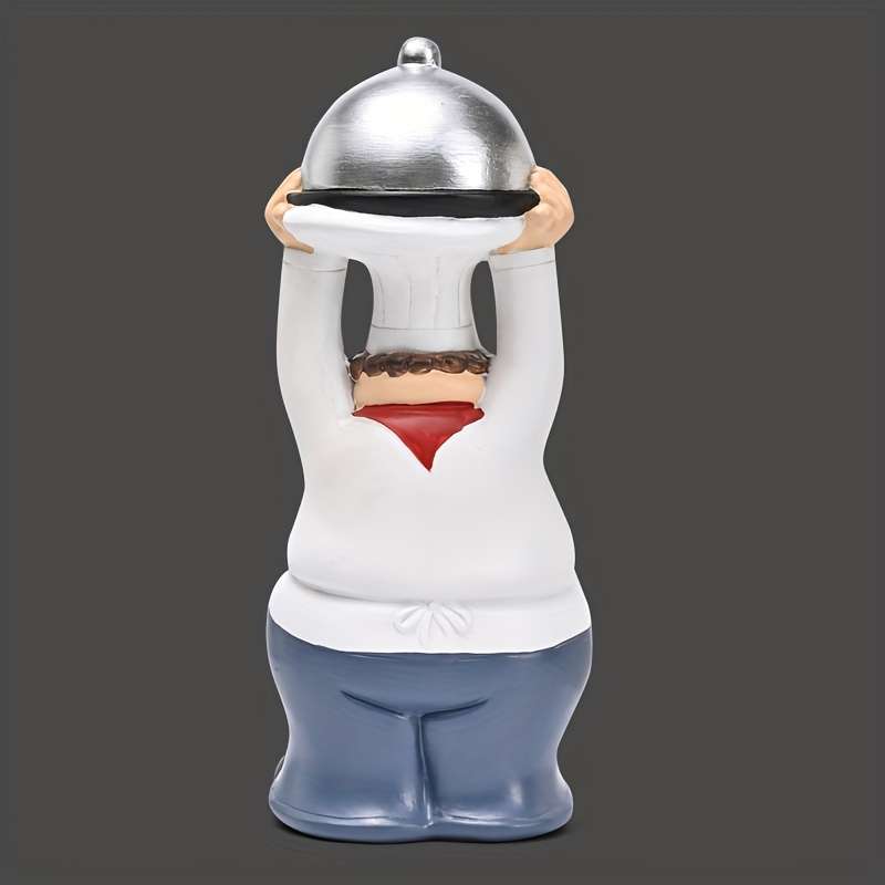 1pc Vintage European Chef Figurine Resin "BIENVENIDOS" Welcome Sign Cartoon-Style Kitchen Decor