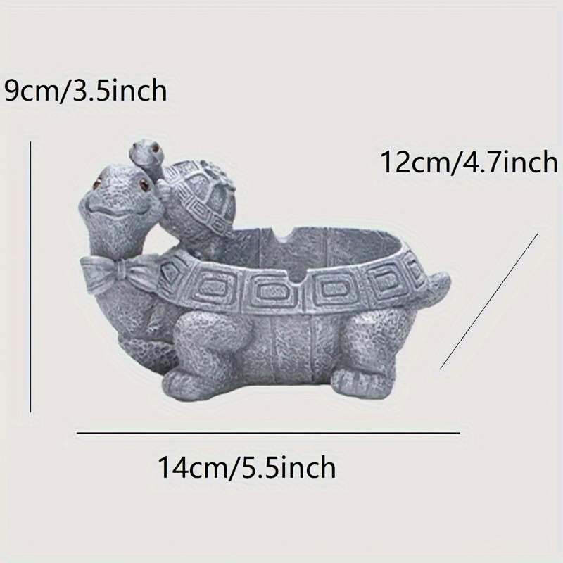 1pc Vintage Turtle Ashtray with Father and Son Design Resin Crafted Irregular Shaped Decorative