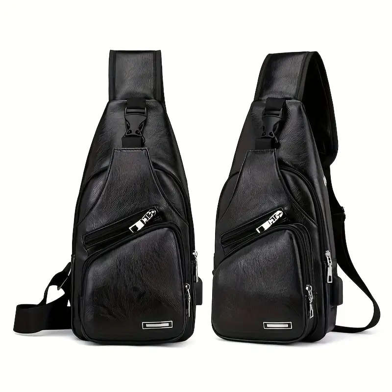 1 PC Men's PU Leather Crossbody Bag