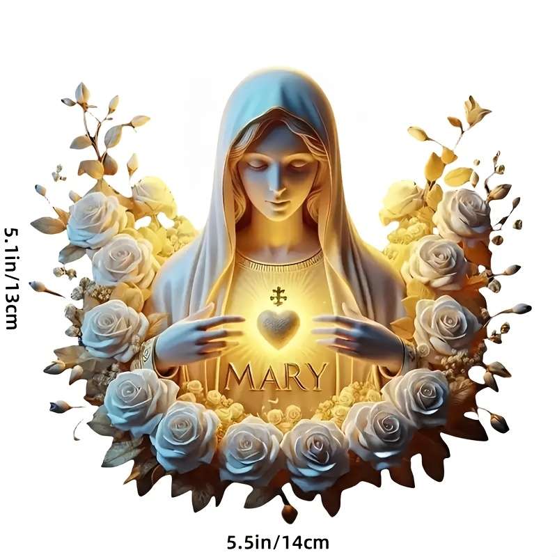 1pc Virgin Mary Illumination   14cm  5.5inx13cm  5.1in Jesus Christian Themed Stickers