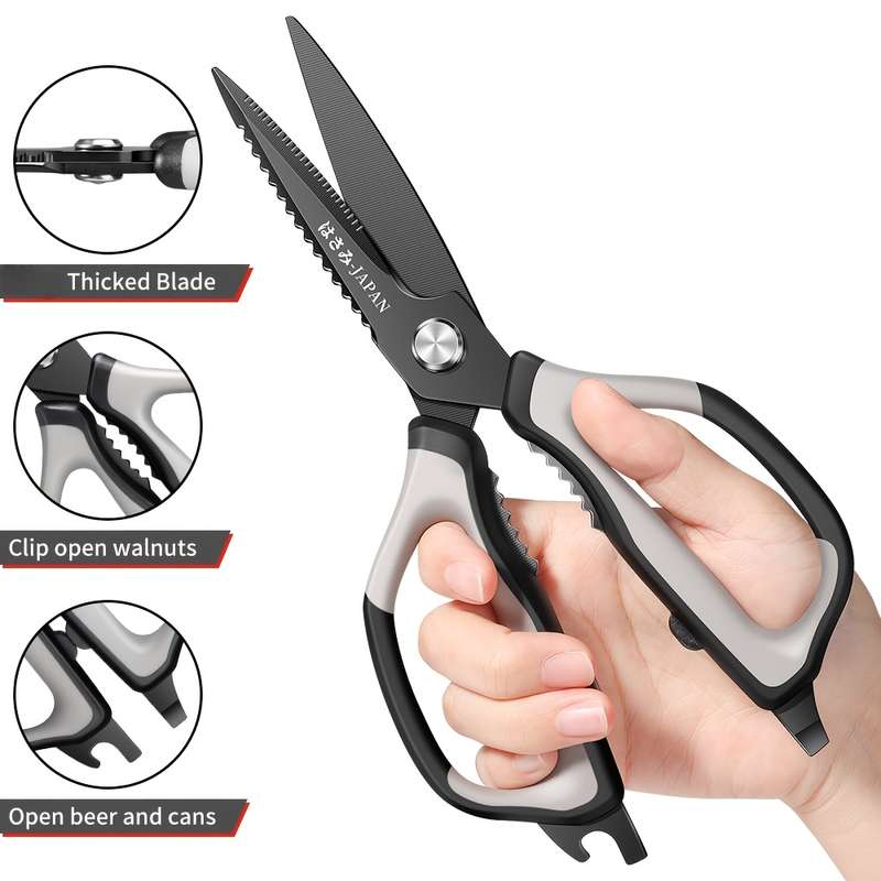 1pc Stainless Steel Kitchen Scissors Multi-Functional Food Shears with Non-Slip Soft Handle S