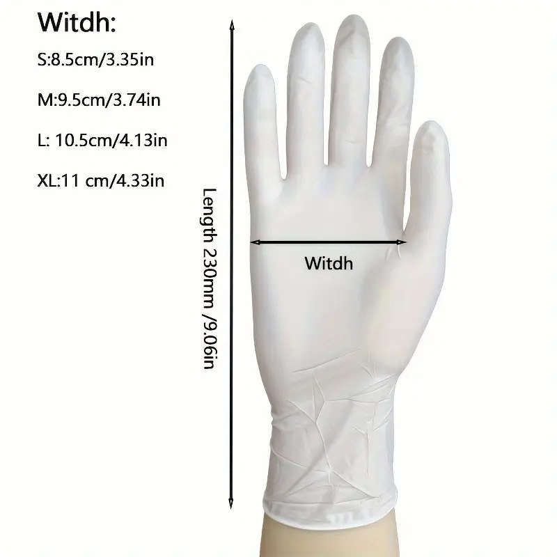 20pcs White Disposable Nitrile Gloves Latex Free Gloves Size S Durable Household Cleaning Gloves