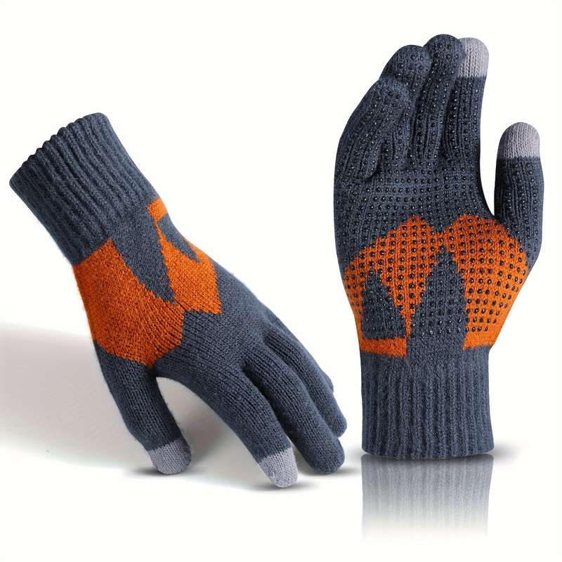 1 Pair L Style Snowflake Warm Gloves