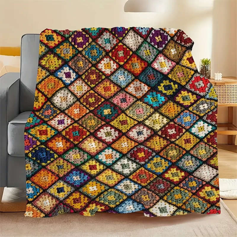 1 Bohemian Floral Print Flannel Blanket 130*150CM