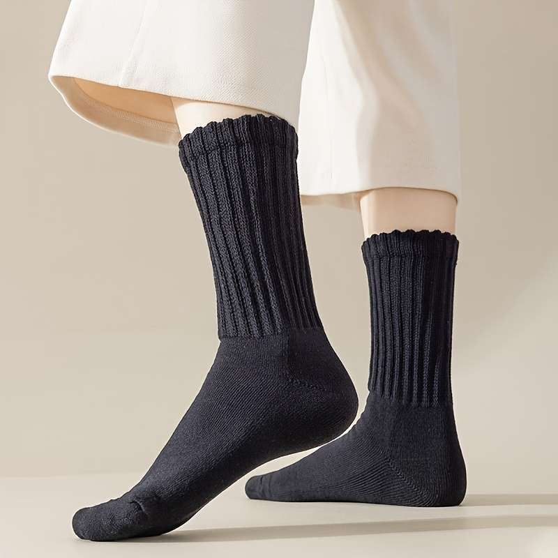 6 Pairs Of Mixed Colors One Size High Elastic Socks