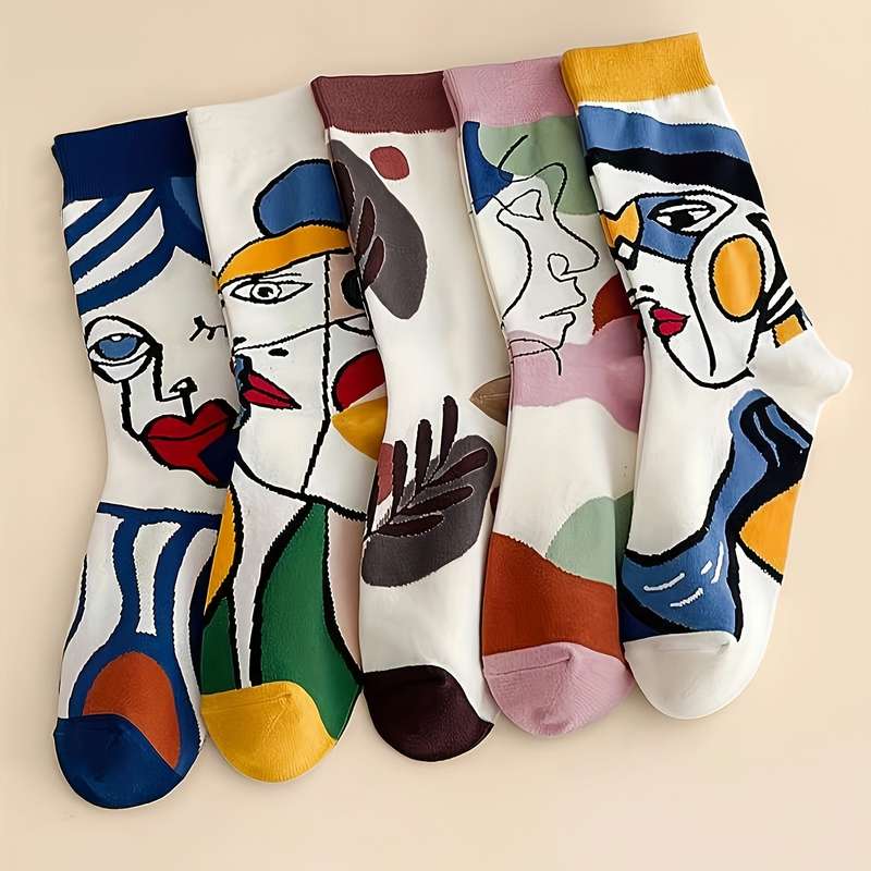 5 Pairs Mixed Color One Size High Elastic Socks