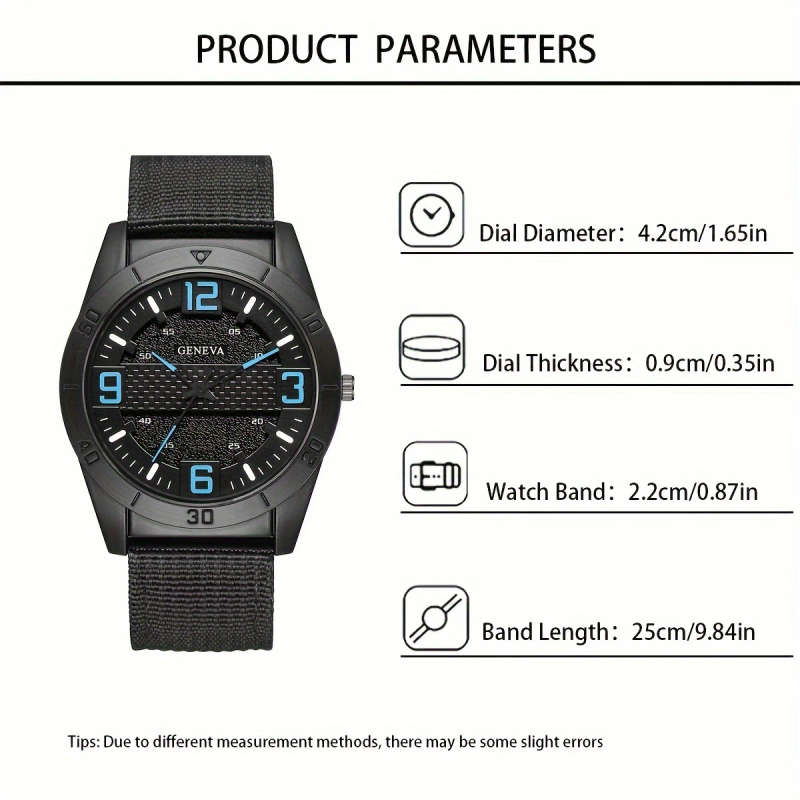 5pcs set Vintage Men'S Quartz Wristwatch Set Round Dial Alloy Case Canvas Strap PU Woven Rope Wooden