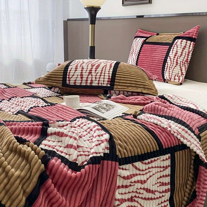 1ps Blanket Color Red Blue Square Grid size 200x230cm