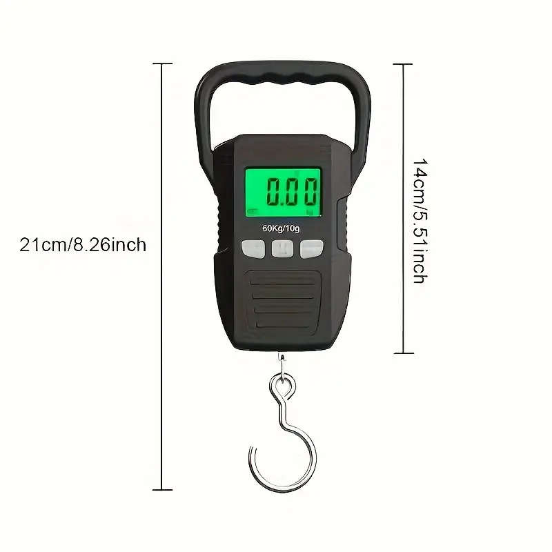 1pc Durable Digital Hanging Scale with Large Backlit LCD Display 60kg Capacity Ideal for Fishing Lug