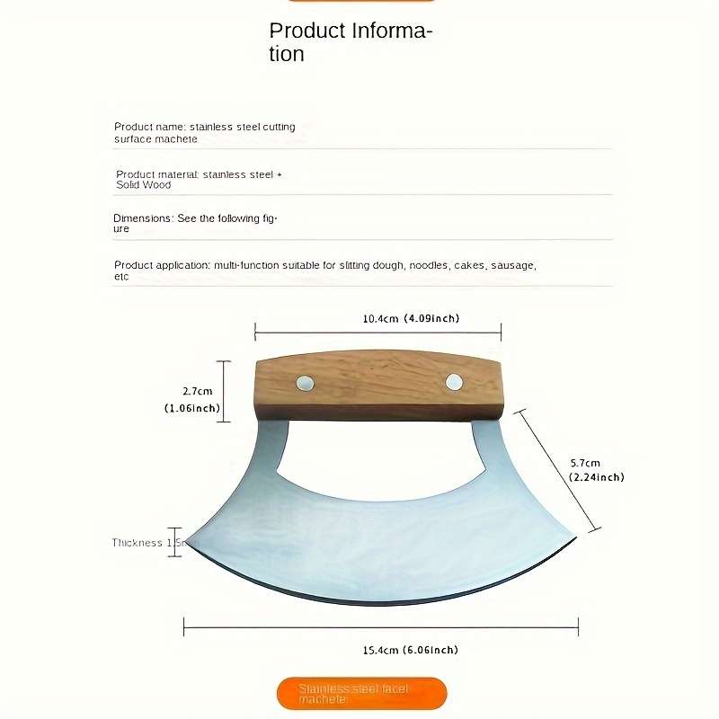 1pc Stainless Steel Curved Pizza Cutter Multi-Purpose Kitchen Knife for Cheese Pasta Vegeta