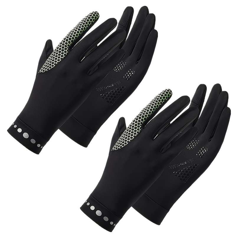 1 Pair Black Darkgray One Size Summer Full Finger Gloves