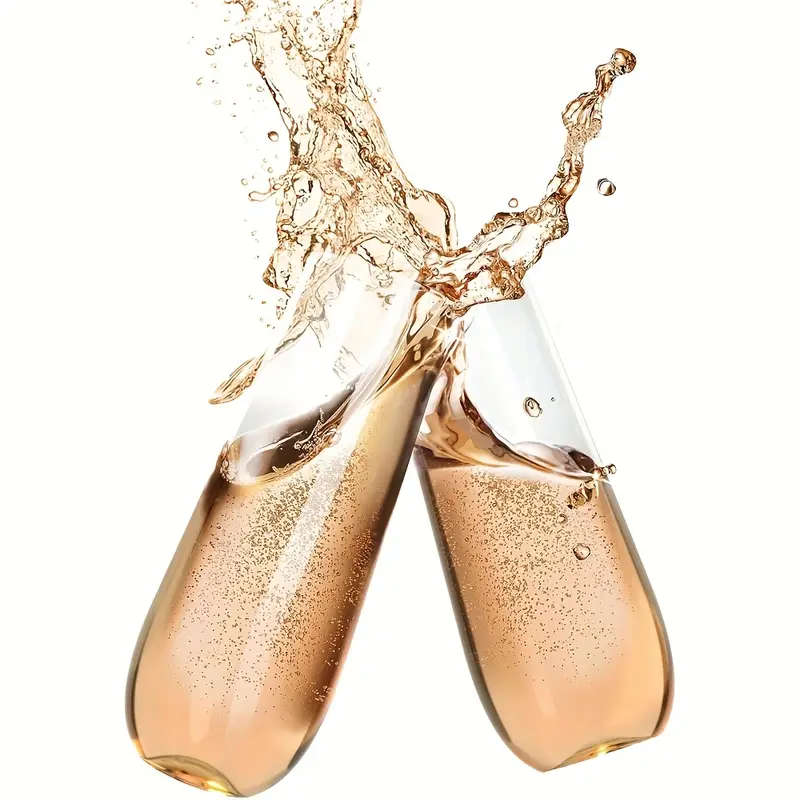 6 Piece Elegant Champagne Flutes - Reusable, Recyclable Plastic, Stemless & Shatterproof Glasses