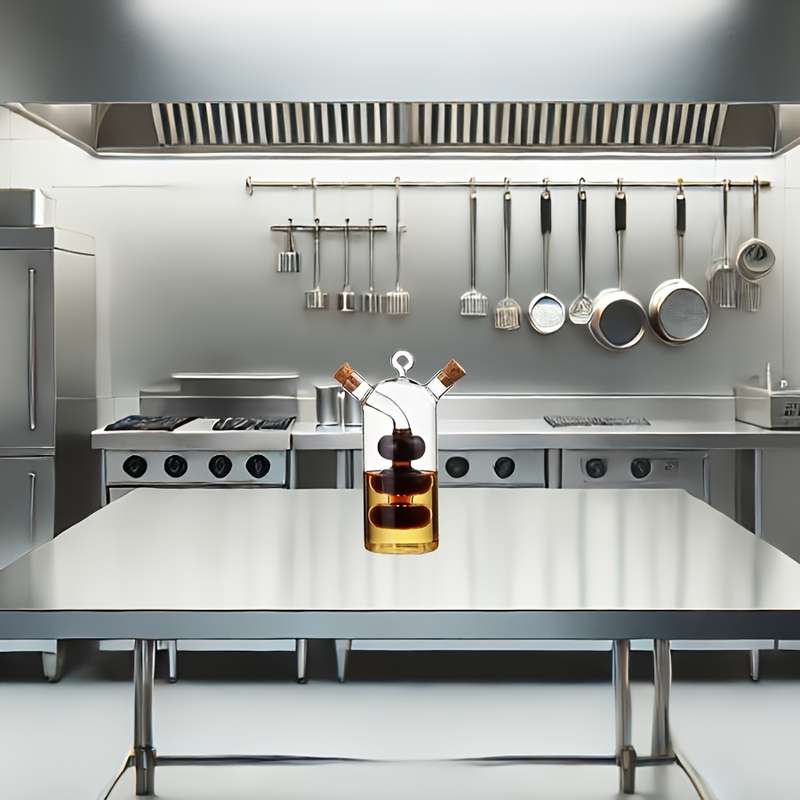 1pc 2-in-1 Glass Olive Oil and Vinegar Dispenser with Cork Stopper Clear Kitchen Container Dual