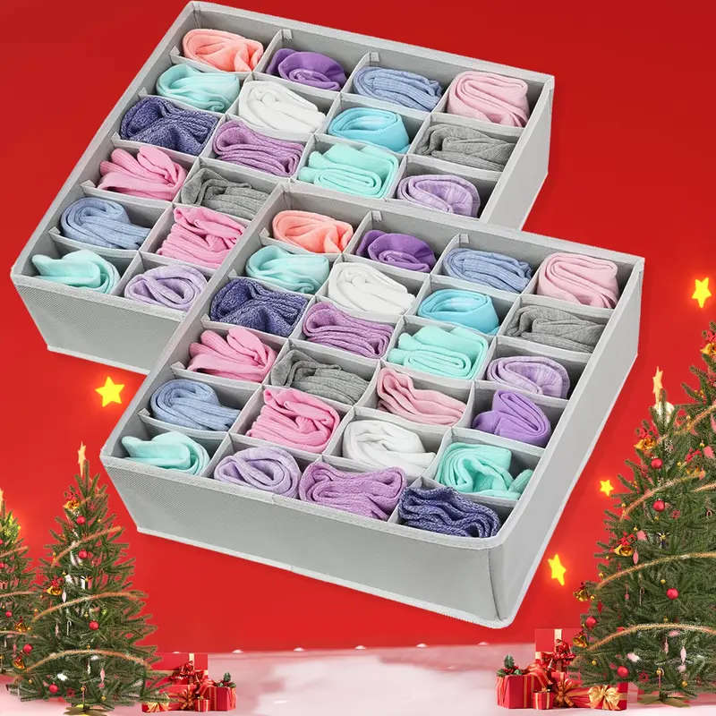 1pc Sock Underwear Organizer Dividers 24 Grids Drawer Organizers Fabric Foldable Cabinet Closet Orga