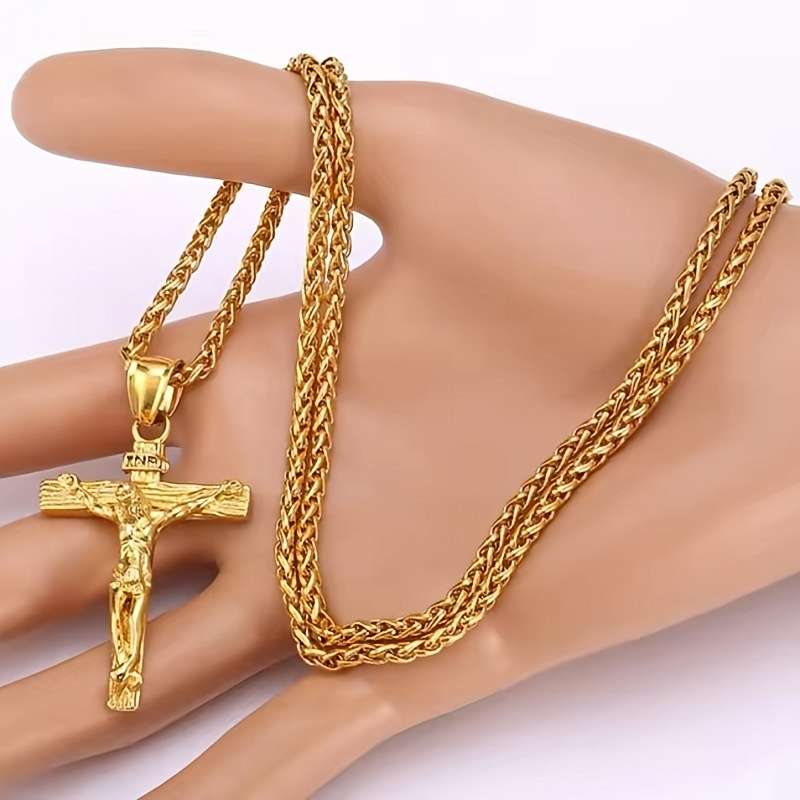 1 Piece Golden Jesus Theme Pendant
