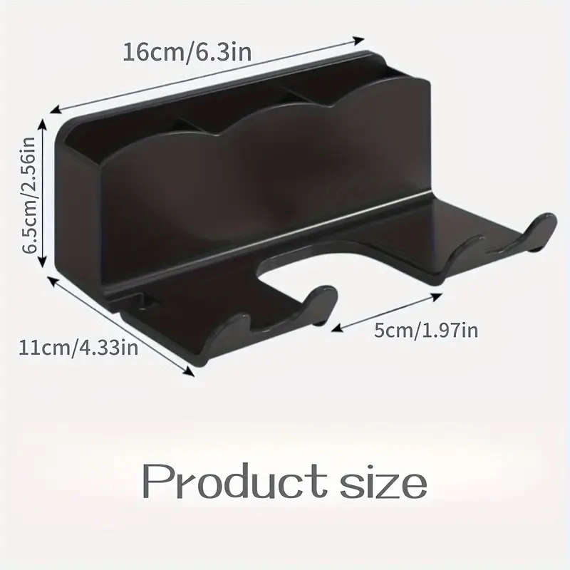 1pc Wall-Mounted Hair Dryer Holder with Storage Shelf Plastic Hanging Shelf for Bathroom No-Drill In