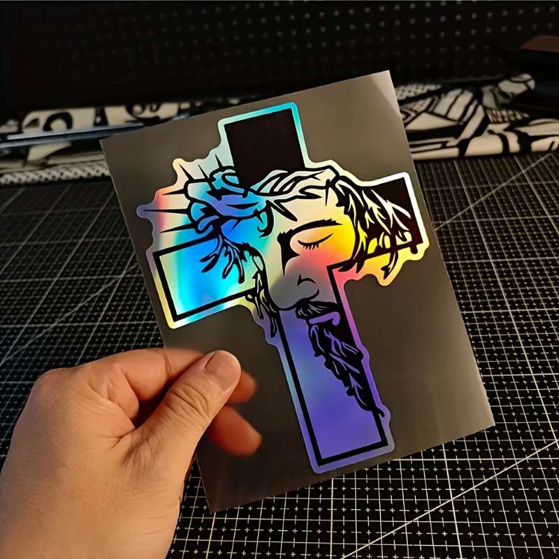 1pc Laser Jesus Christian Themed Stickers