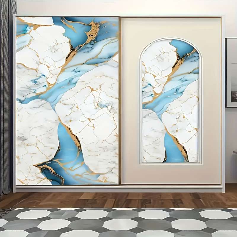1PC Wall StickersBlue Golden15.8inX39.37in 40cmX1m