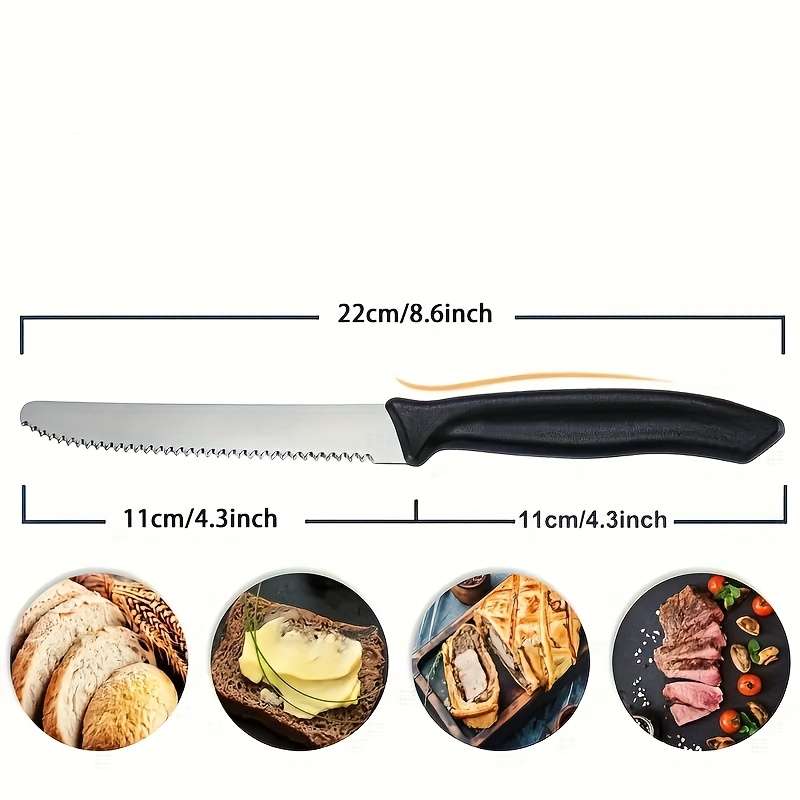 6pcs Vibrant Color Kitchen Knives Set Premium Stainless Steel Serrated Bread Tomato Cuttin