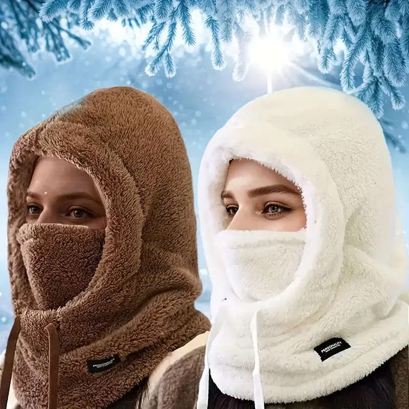 1 Piece Women's Winter Wool Hooded Scarf