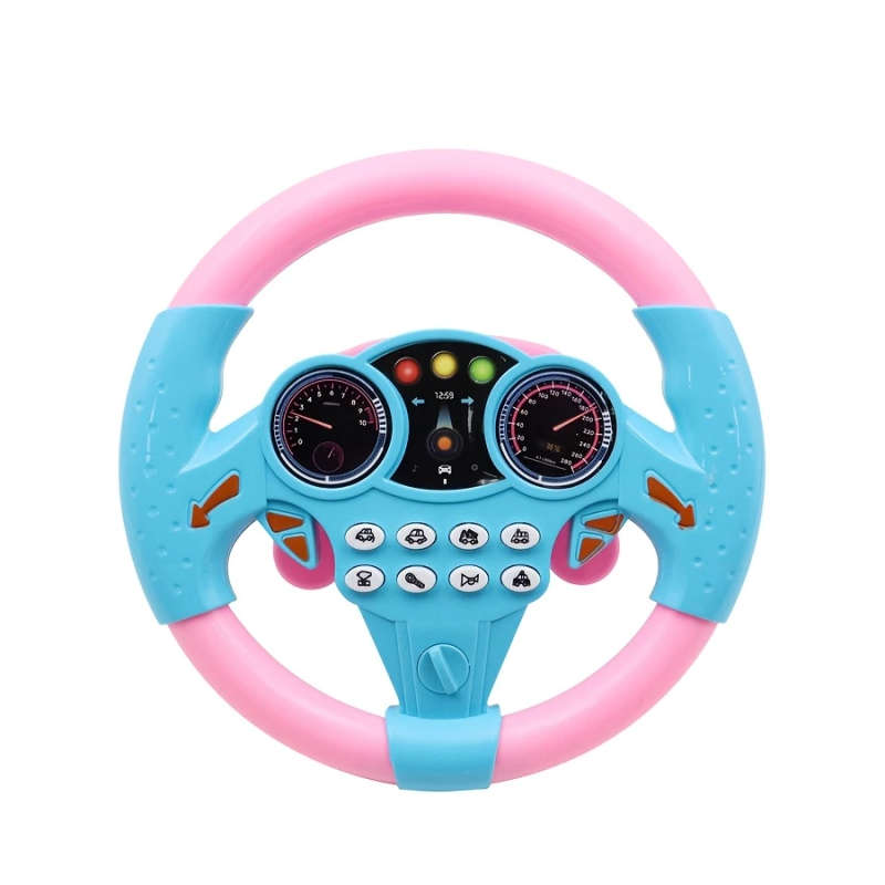 1pc Kids Driving Simulator Steering Wheel Toy with Suction Cups Interactive Car Wheel for Educationa