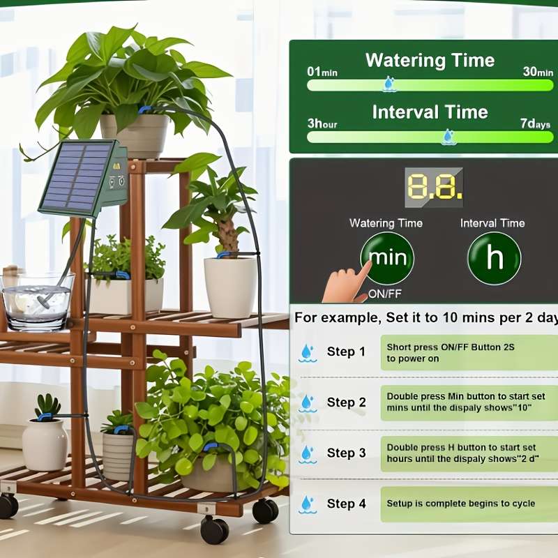 1Pc 1.1W Solar Drip Irrigation System Automatic Watering System