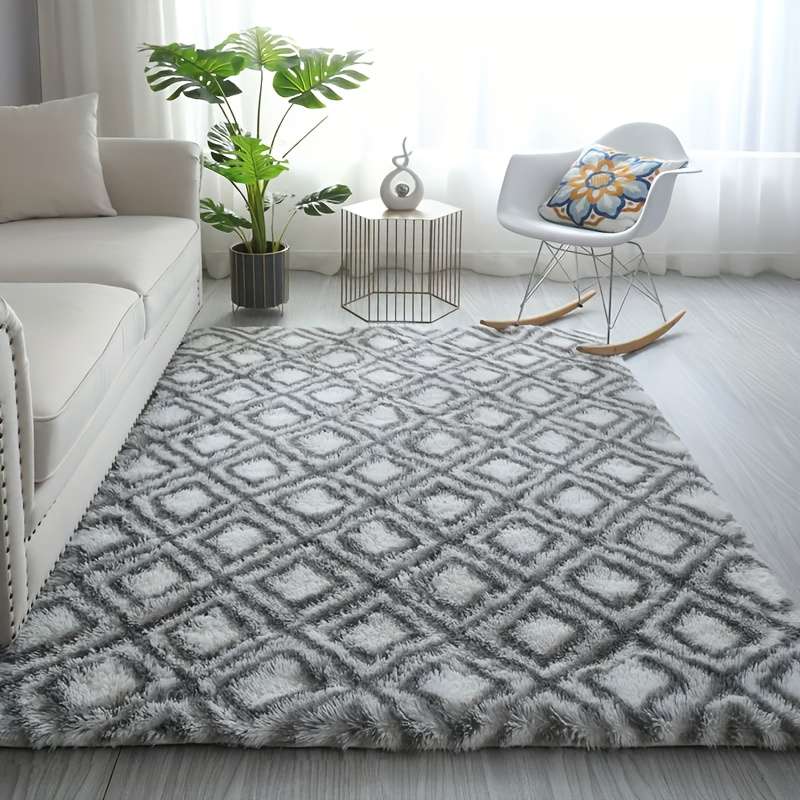 1Pc White background gray square 120x160cm 47.24x62.99inch Floor Mat