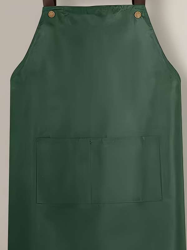 1pc Vintage Style Unisex Waterproof Oil-Proof Kitchen Apron with Wipe Pocket Solid Color PVC