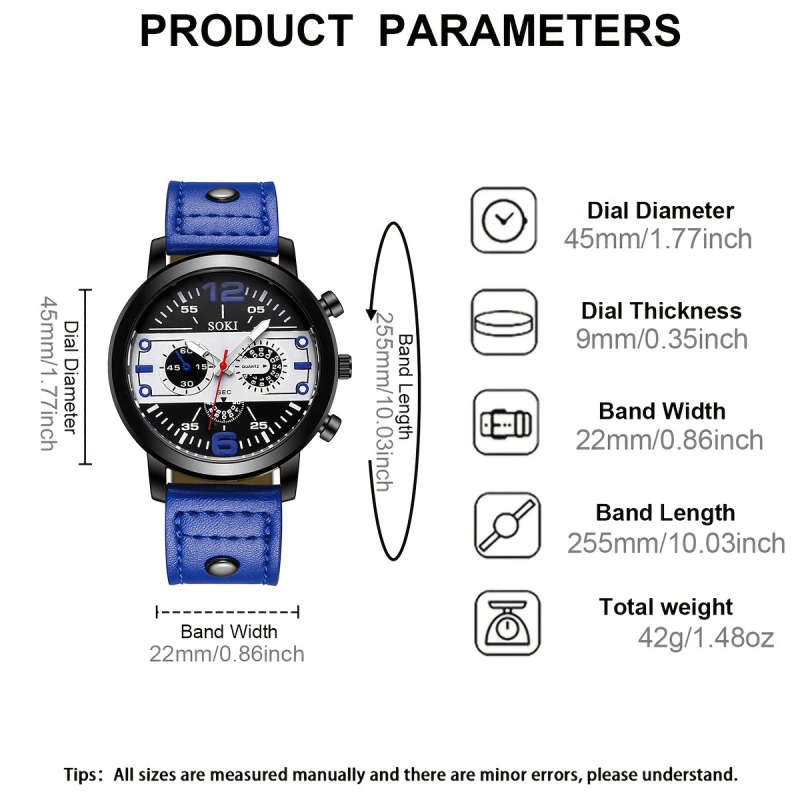 1pc Men Watch Casual Faux Leather Strap Number Date Quartz Wristwatch Fashion Men Watches