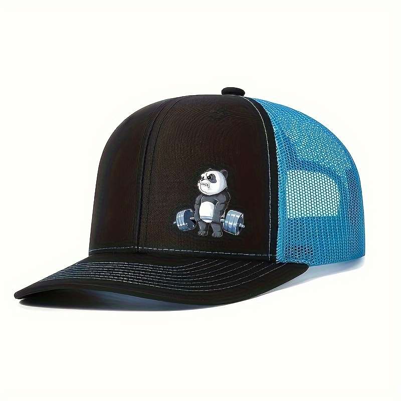 1pc Panda-Themed Breathable Polyester Baseball Cap Adjustable Snapback with Knitted Craftsmanship