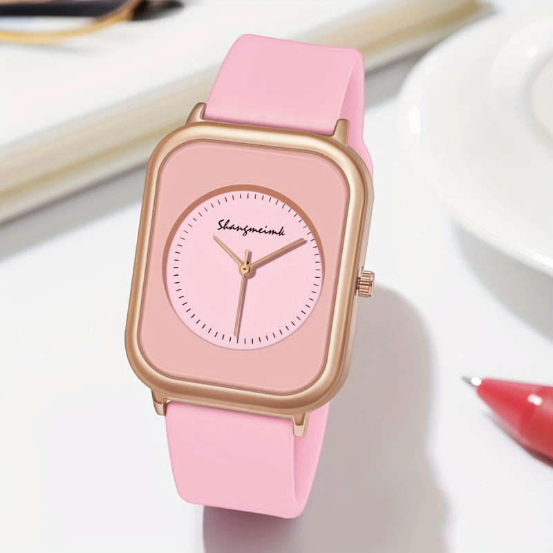 1pc Fashionable Quartz Wrist Watch for Women Analog Display Alloy Case Silicone Strap Elegant Casual