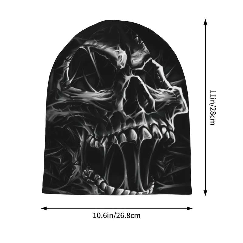1pc Men's Gothic Skull Beanie Lightweight Windproof Polyester Hat for Spring Autumn Unique F