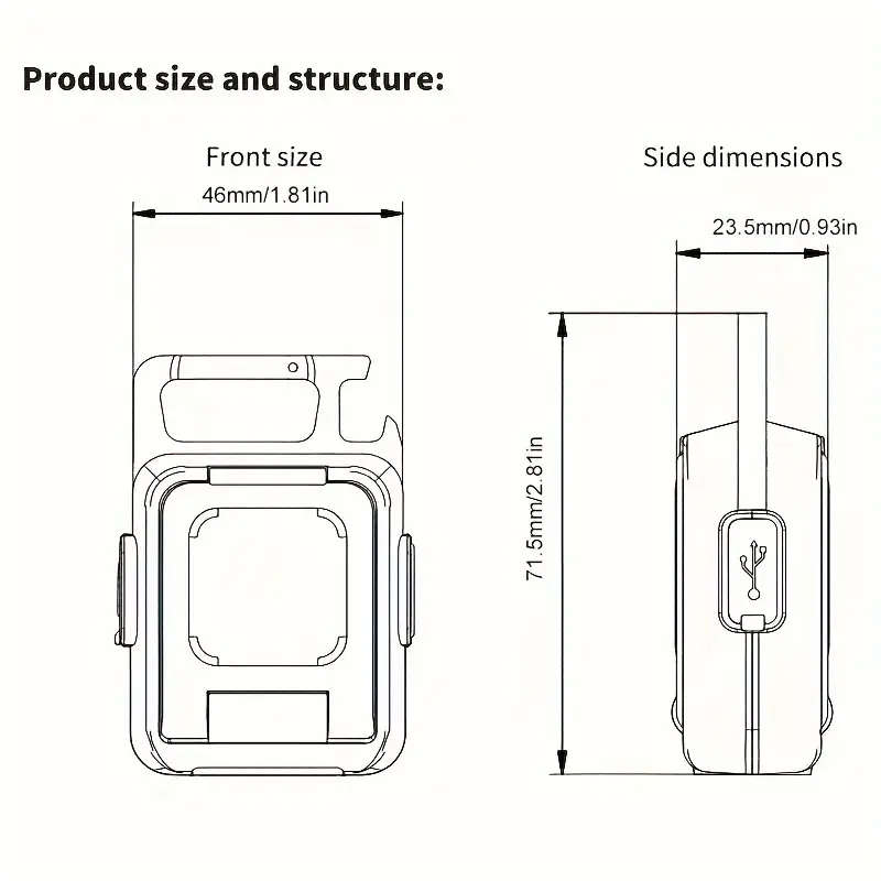 1pc LED Keychain Flashlight USB Rechargeable Multifunctional Portable Torch