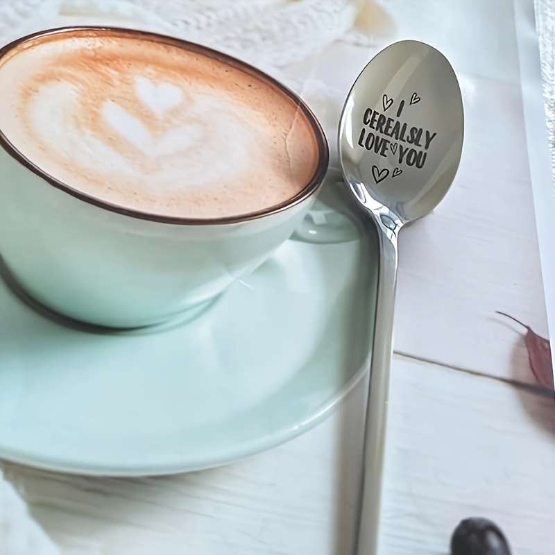 1pc  I Cerealsly Love You  Engraved Stainless Steel Spoon Ideal Romantic Gift for Couples Fu