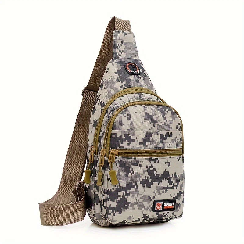 1pc Fashionable Canvas Tactical Chest Pack with Digital Camouflage Design Perfect for Outdoor Advent