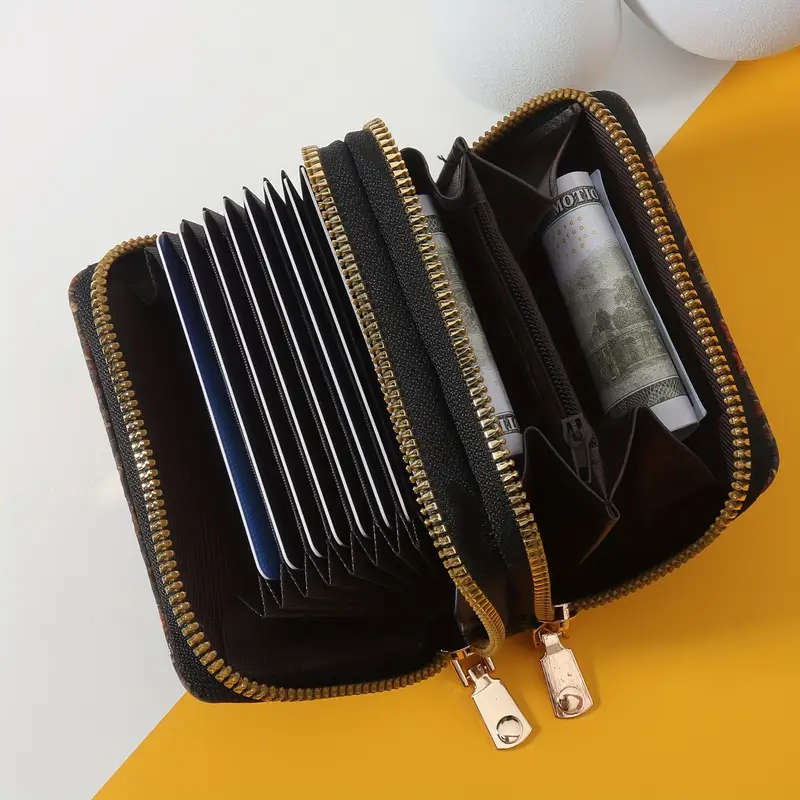 Women's Double Zipper Wallet - Casual Style, Durable Nylon Lined