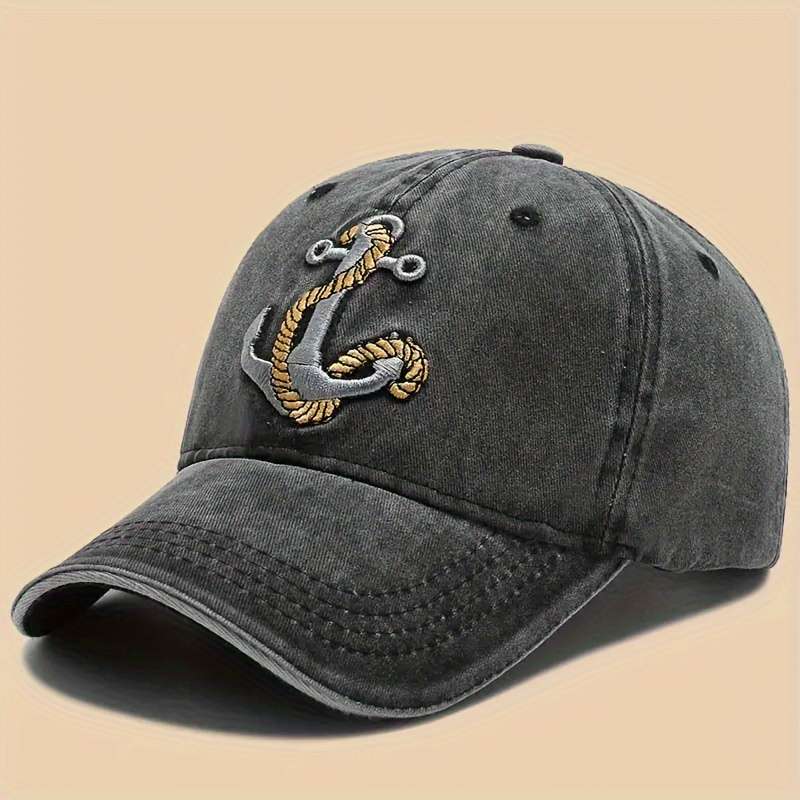 1pc Women'S Embroidered Anchor Baseball Cap Cotton Breathable Adjustable Sun Hat for Spring Summer