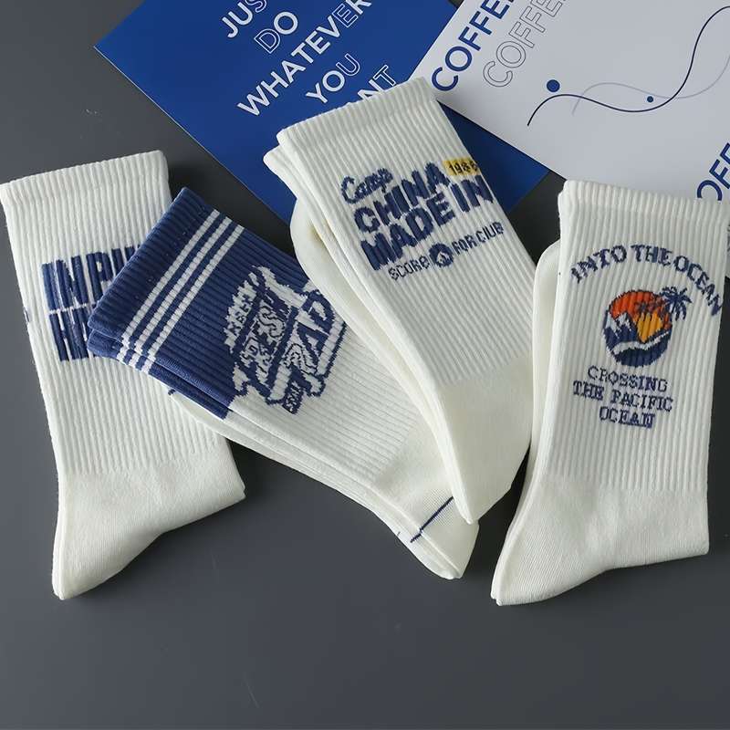 4 Pairs Mixed Colors One Size High Elastic Socks