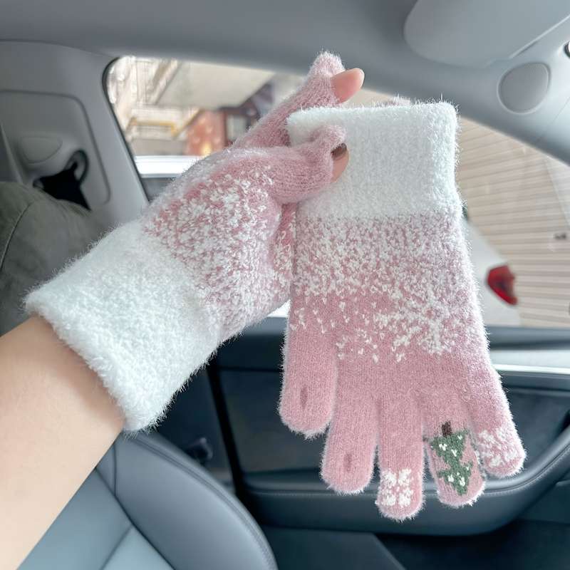 1 Pair Grey Warm Gloves