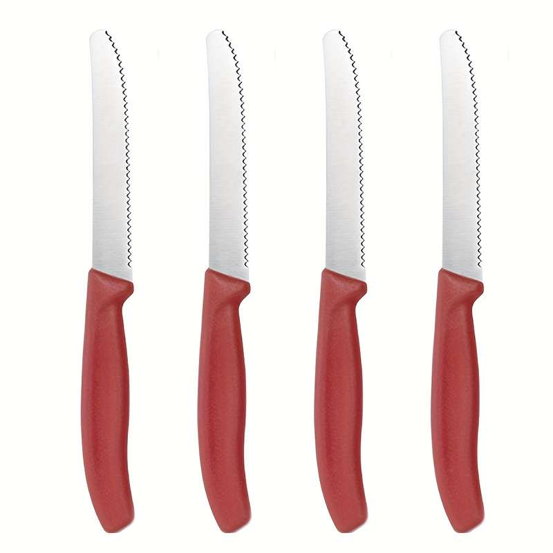 4pcs Premium Stainless Steel Knife Set Sharp Corrugated Edge for Easy Cutting Ergonomic Han