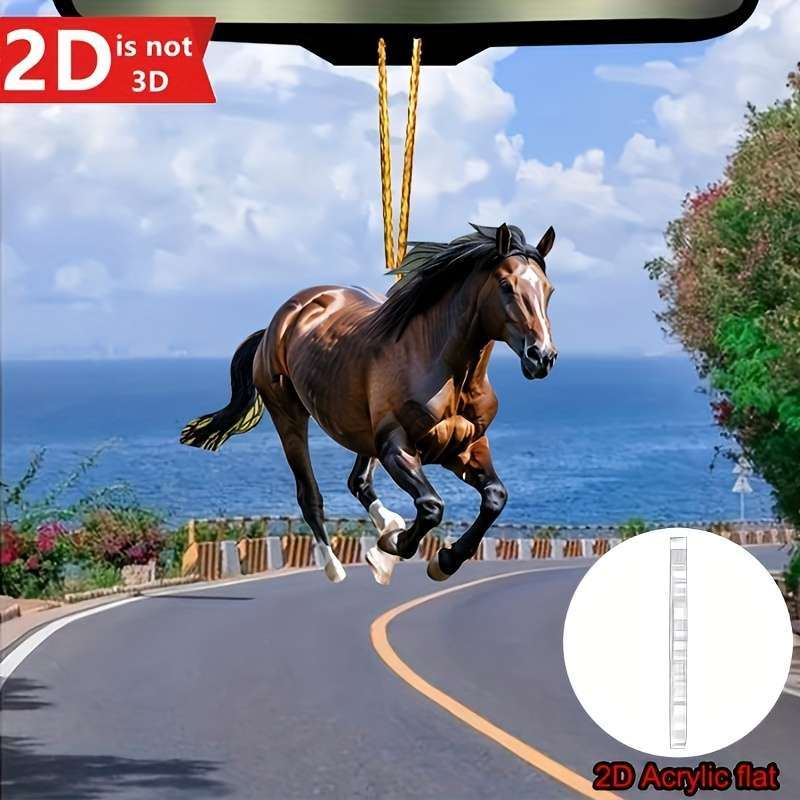1pc 2D Flat Acrylic Flat Horse in Mid-Gallop Wall Art Vibrant Brown Stallion