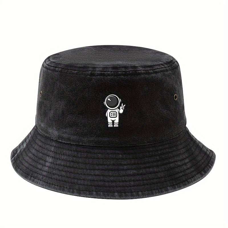 1pc MAKEFGE Men's Fashionable Astronaut Cartoon Bucket Hat Soft Top Sun Protection Casual Outdo