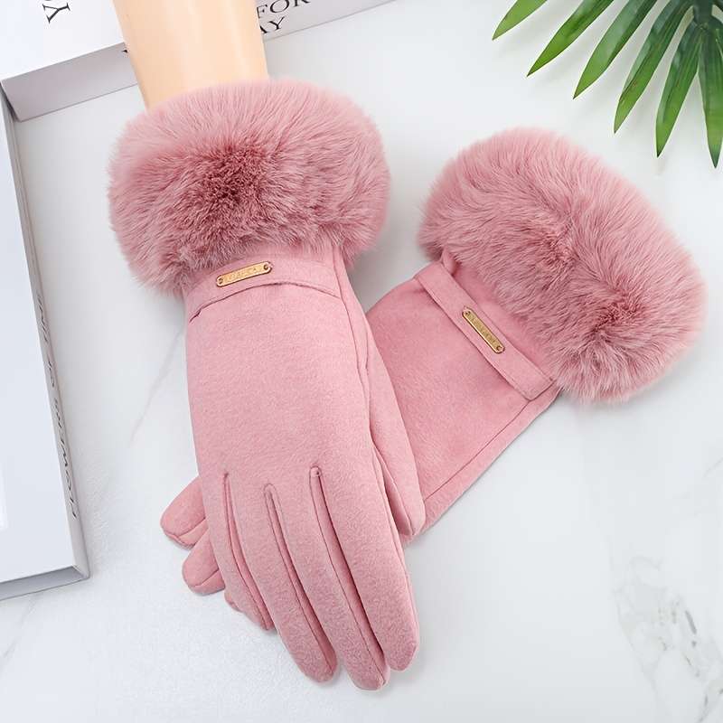 1 Pair Khaki Warm Gloves