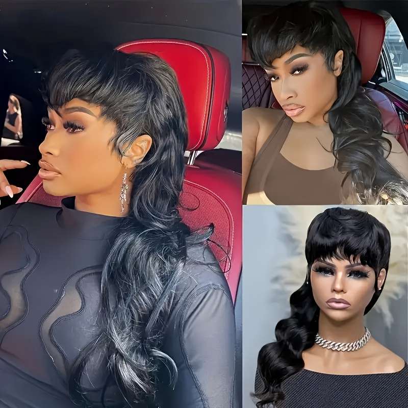 1Pc Black 45.72cm Fashion Design Wig