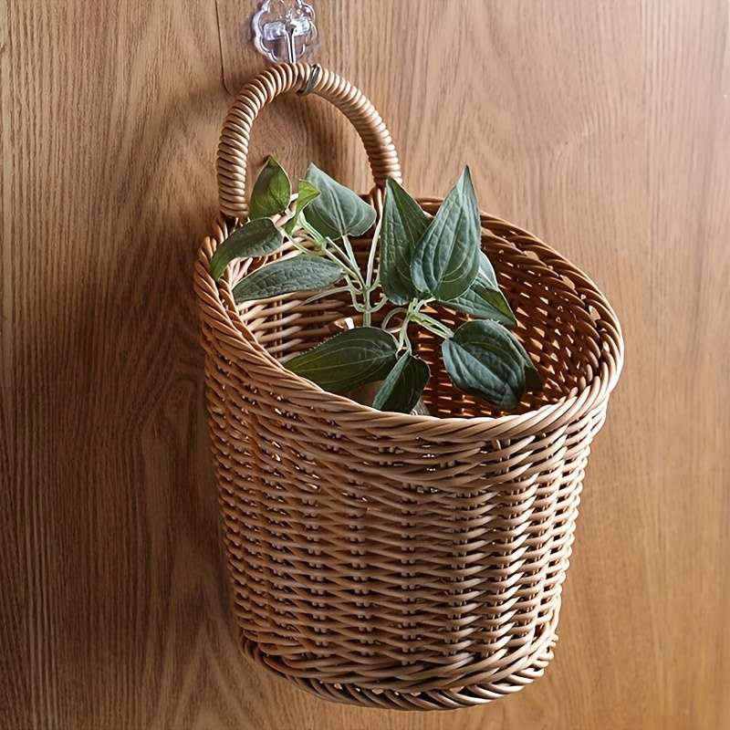 3pcs set (L+M+S) Imitation Rattan Wall Storage Basket Woven Hanging Baskets Kitchen Ginger Ga